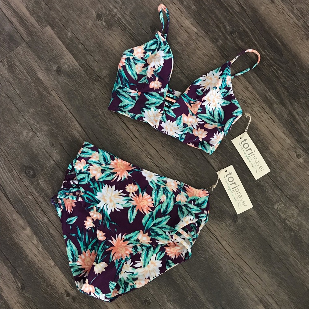 Tori Praver High Waisted Floral Bikini